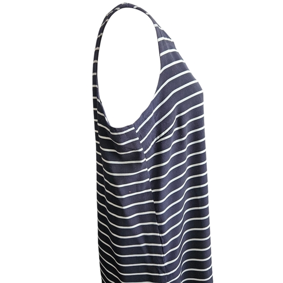 Olive & Oak Navy Vertical/Horizontal Stripe Shift Dress Size 12 - Picture 2 of 9